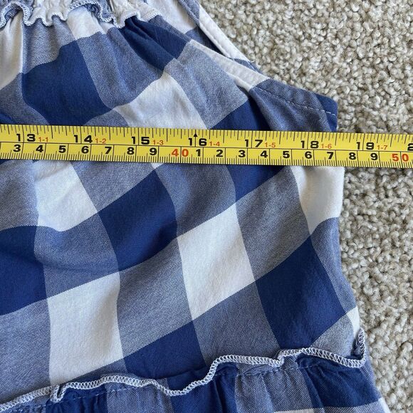 Old Navy Blue White Gingham Tiered Flutter Sleeve Midi Swing Dress Size Large - Picture 14 of 16